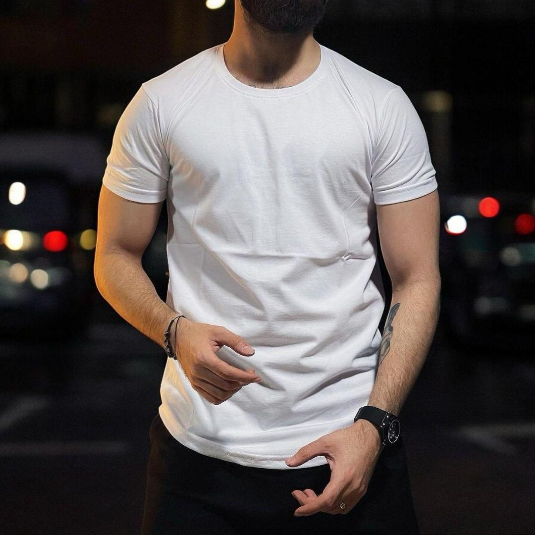 Premium Men's Jersey T-Shirt - Round Neck, Plain Design