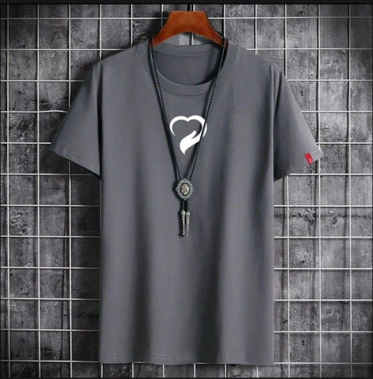 Men's Cotton Jersey Half Sleeves T-Shirt - Printed Design Gray