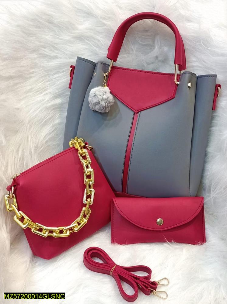 PU Leather Plain Top Handle Shoulder Bag