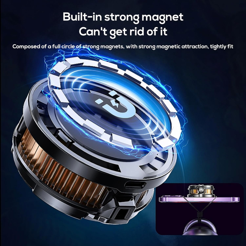 Close-up of a mechanical device with a built-in strong magnet . Best Cooling Fan and Radiator.