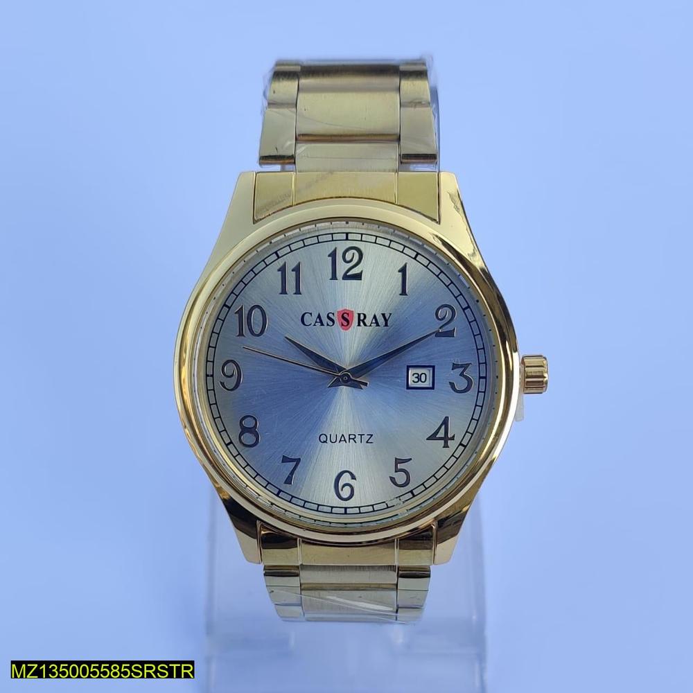 Gold wristwatch with a clear background
