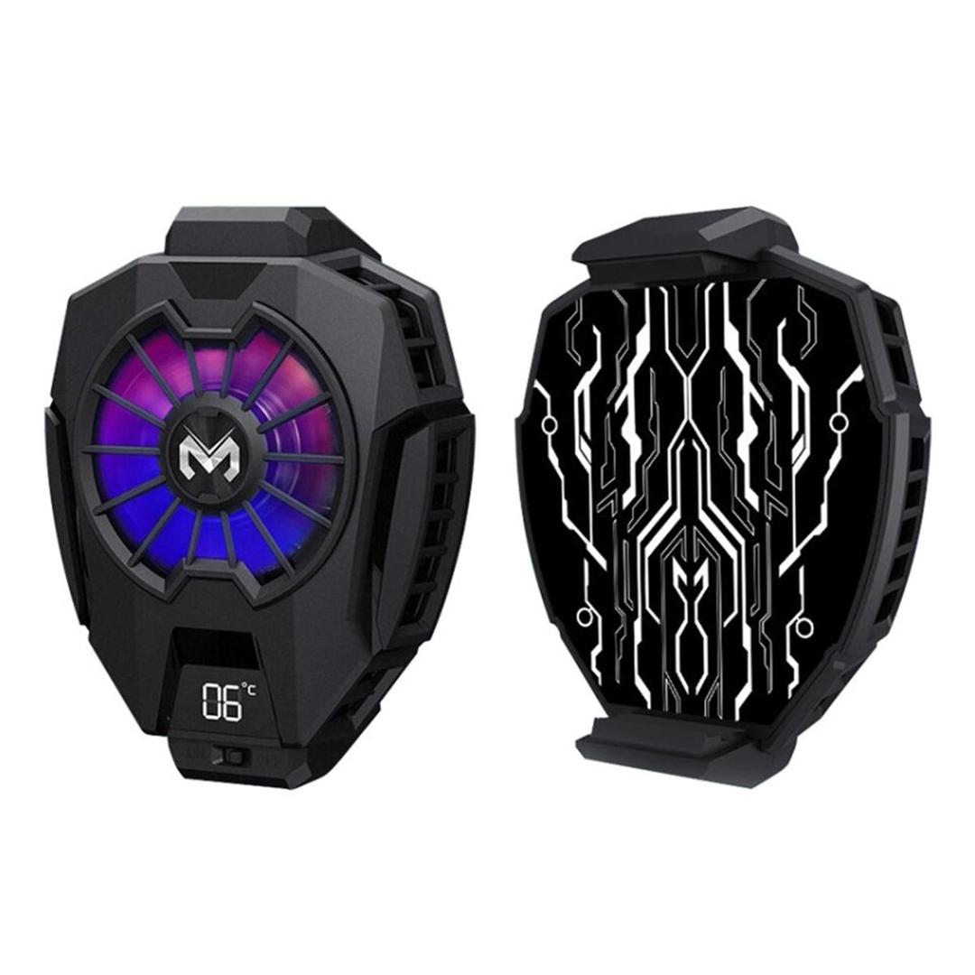 Black electronic device with digital display and cooling.