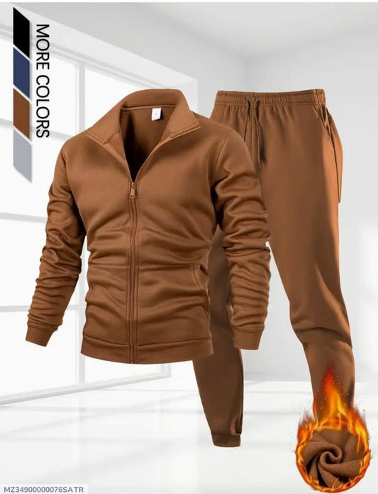 Men's Fleece Plain Zipper Track Suit