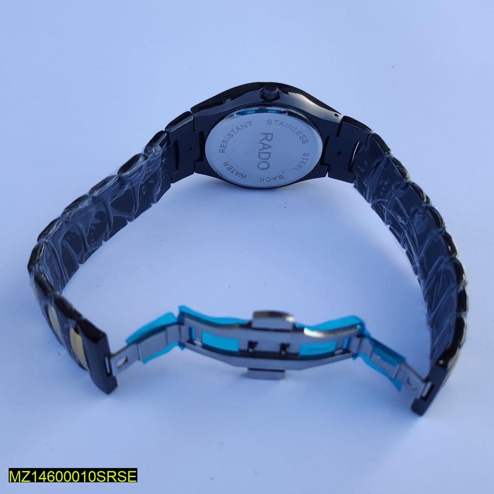 Watch with a blue band on a light blue background