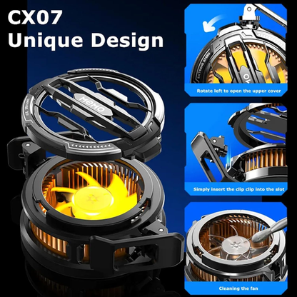 Technical diagram of a cooling fan with unique design features.