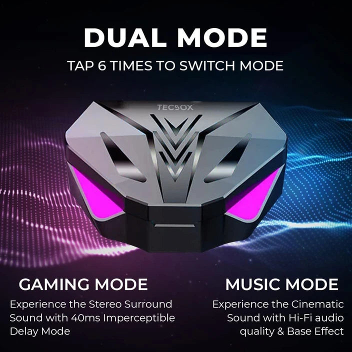 Gaming device with dual mode functionality on a dark background