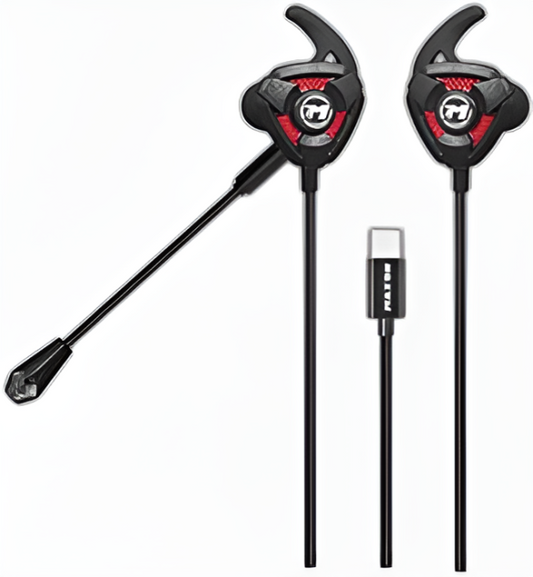 Black and red gaming headset with microphone. Professional gaming handfree. Hare Upto 100M away from the enemy.